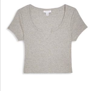 - Grey Ribbed Notch T Shirt from Topshop